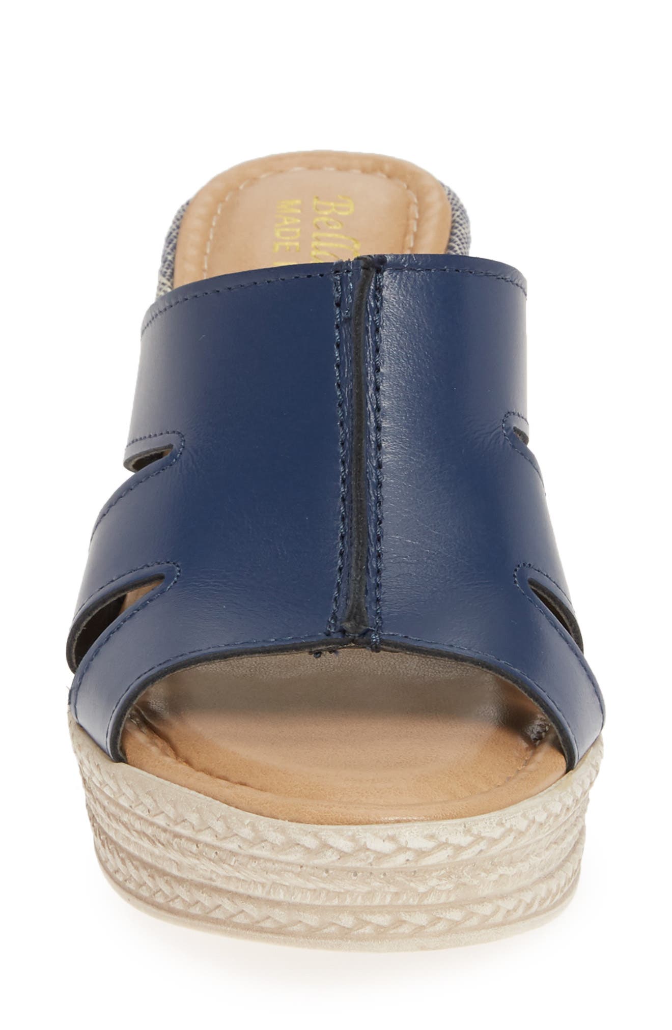 Rox Wedge Slide Sandal, Alternate, color, NAVY ITALIAN LEATHER