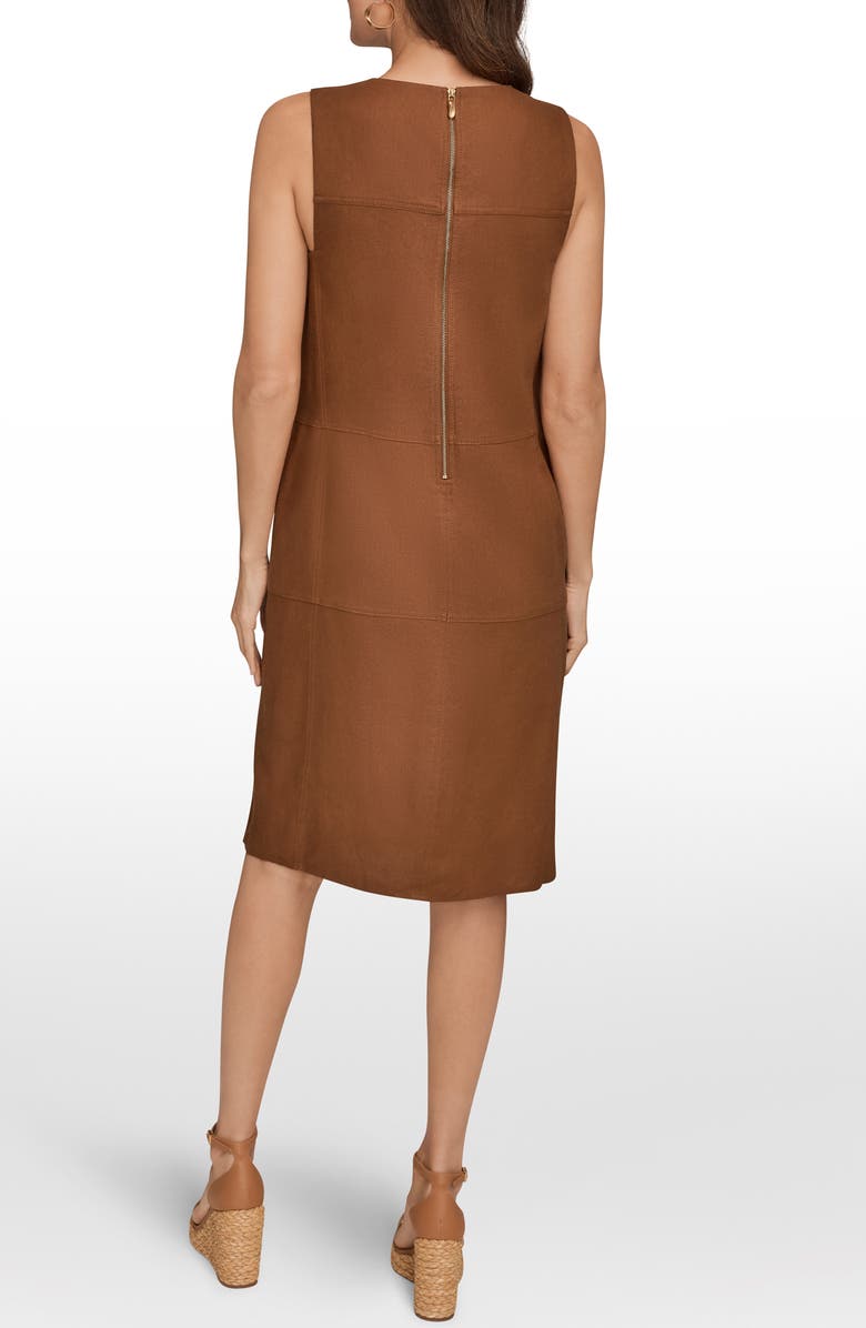 DONNA KARAN WEEKEND Linen Blend Shift Dress, Alternate, color, Cognac