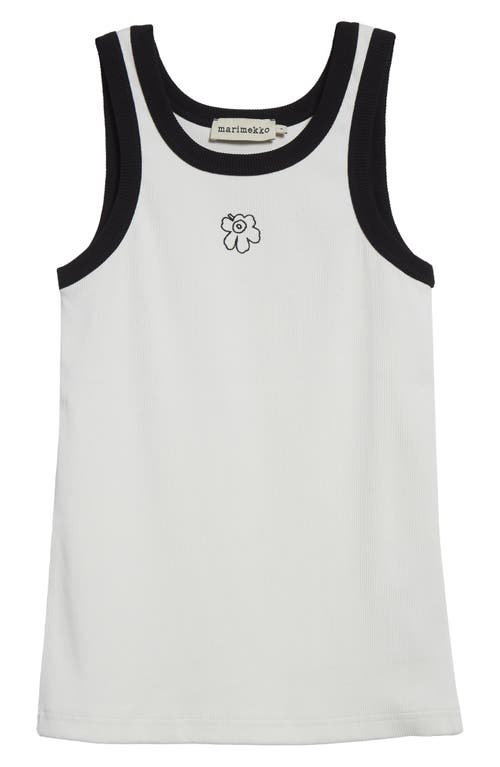 Marimekko Surrea Piirto Unikko Cotton Rib Tank In Off White Black