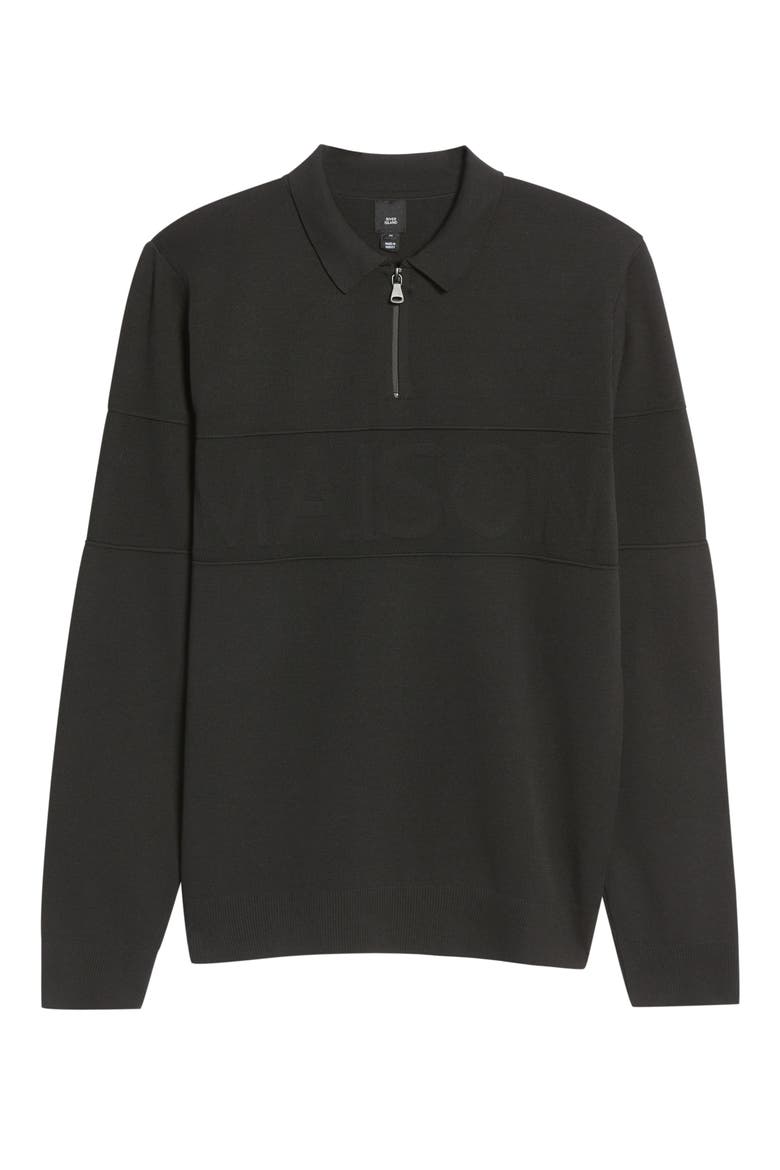 Men's Maison Long Sleeve Cotton Polo, Alternate, color, BLACK