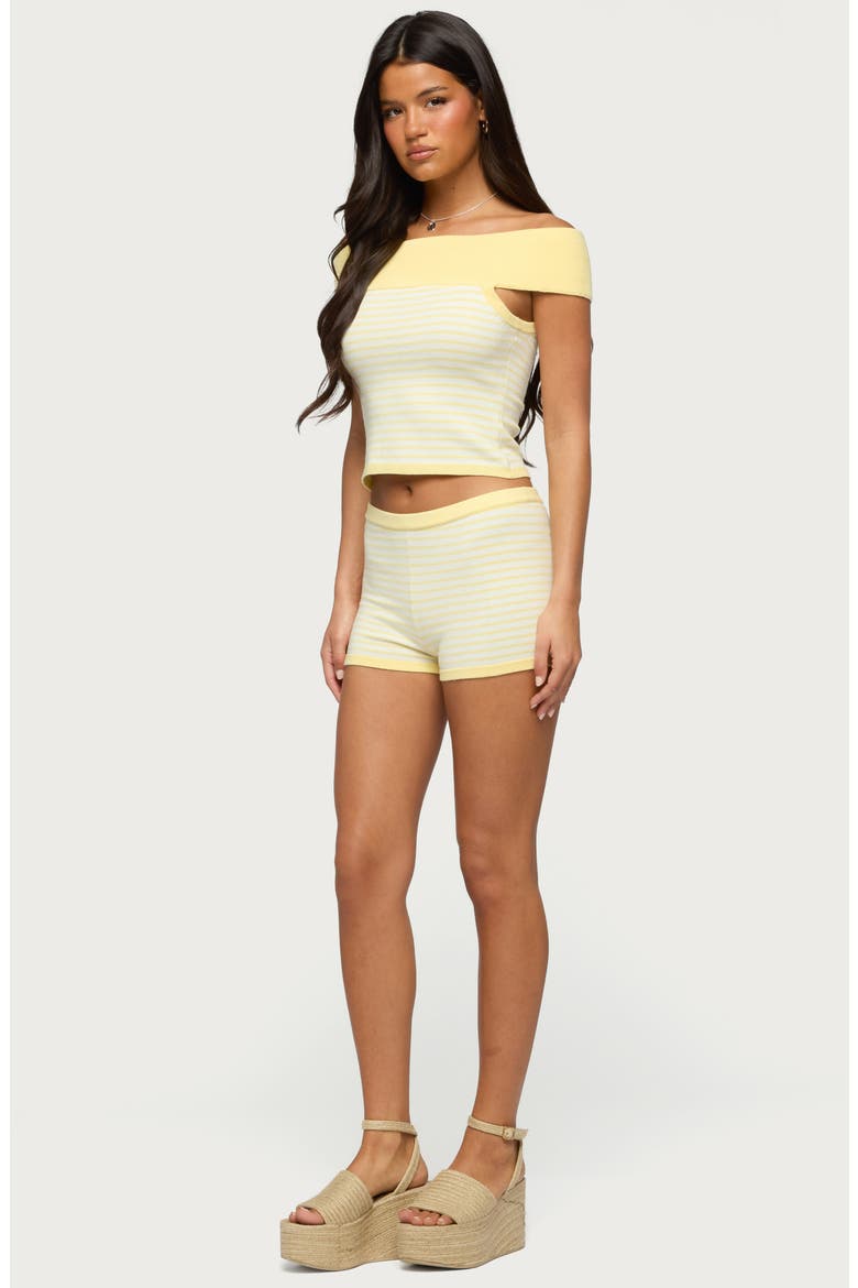 Camil Stripe Knit Shorts, Alternate, color, YELLOW-AND-WHITE