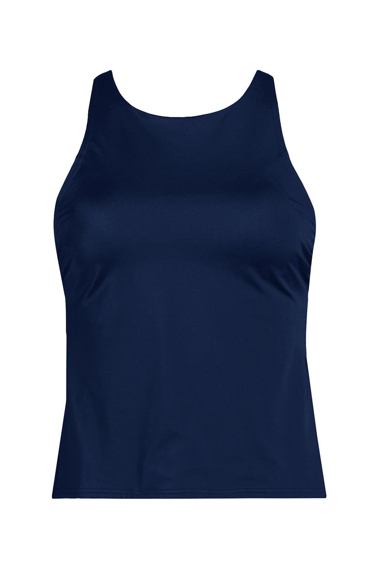 DDD-Cup Chlorine Resistant Tugless High Neck Strappy Back Tankini Swimsuit Top, Alternate, color, Deep Sea Navy