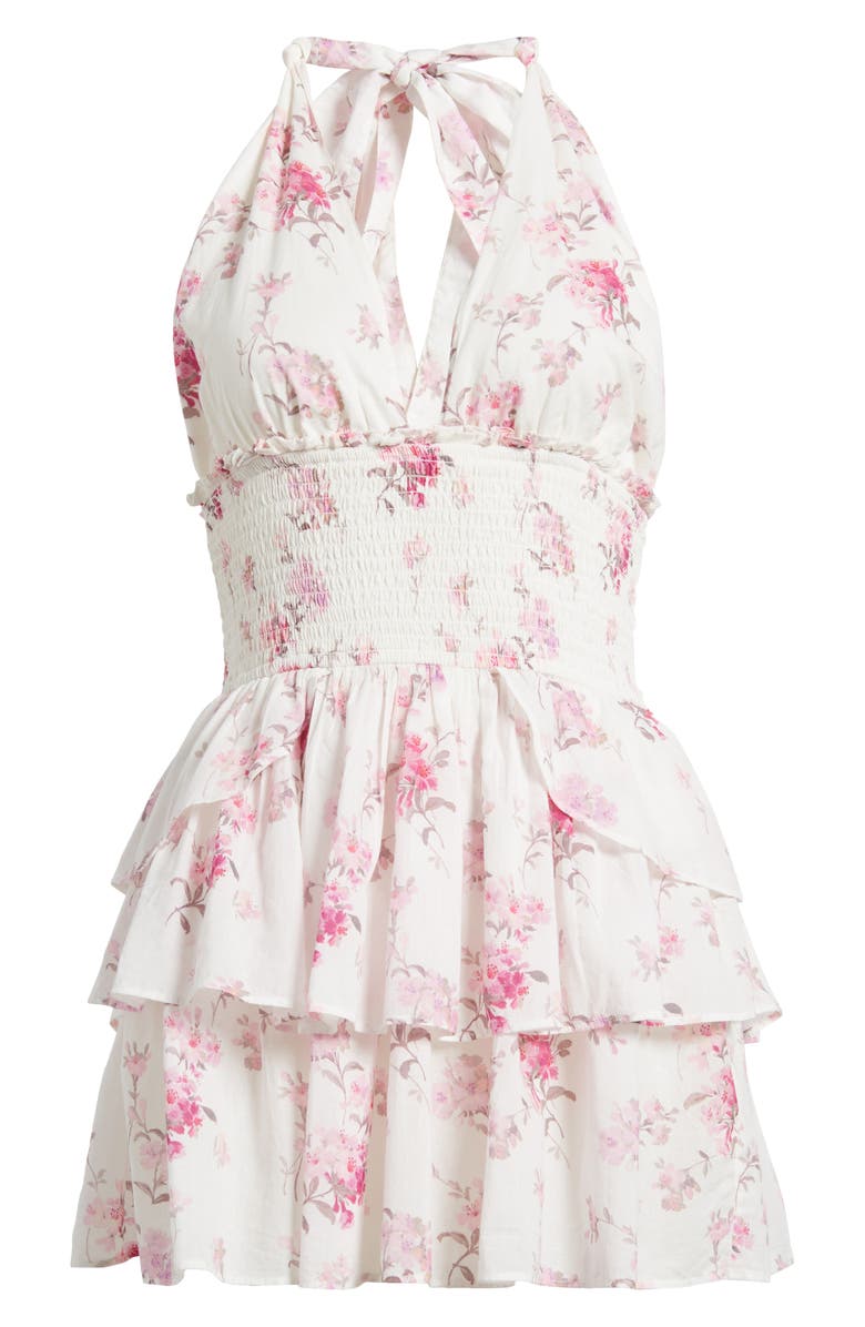 LoveShackFancy Deanna Floral Smocked Halter Minidress, Alternate, color, 