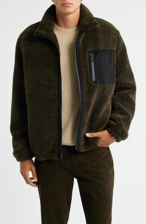 Vince Fleece Zip Jacket In Brown