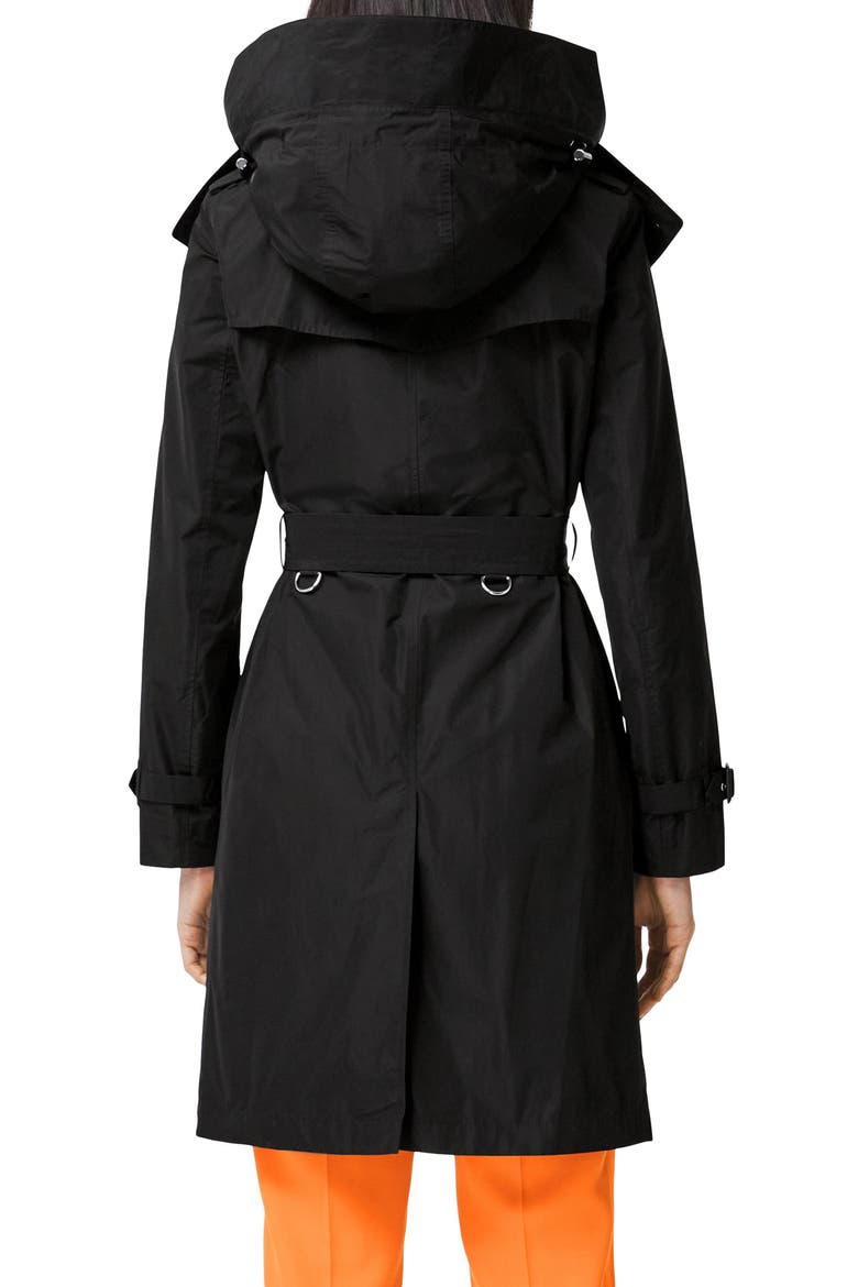 Kensington Taffeta Trench Coat with Detachable Hood, Alternate, color, BLACK