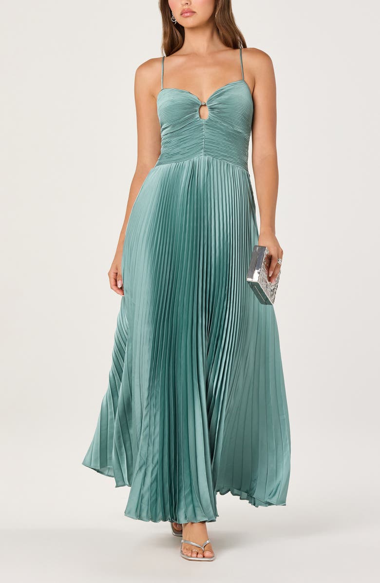 ASTR the Label Alaia Pleat Evening Gown, Alternate, color, Seafoam