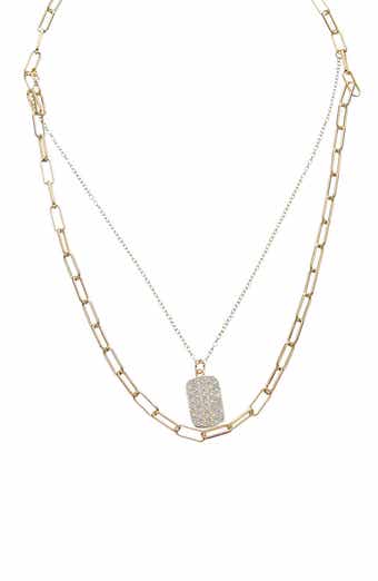 Juvell Pavé Dog Tag Layered Necklace