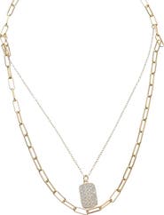 Juvell Pavé Dog Tag Layered Necklace