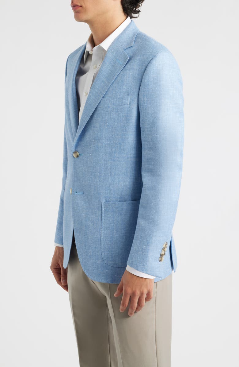 Peter Millar Hyperlight Soft Light Blue Mélange Silk & Linen Blend Sport Coat, Alternate, color, Light Blue