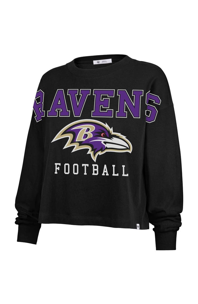 '47 Women's '47 Black Baltimore Ravens Outreach City Oversized Long Sleeve T-Shirt, Alternate, color,