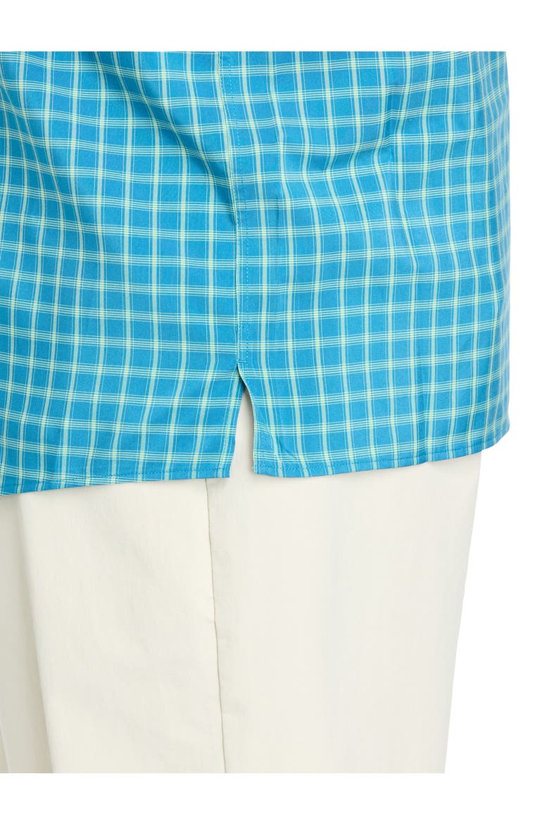 Big & Tall Microfiber Plaid Sport Shirt V2, Alternate, color, NAVY