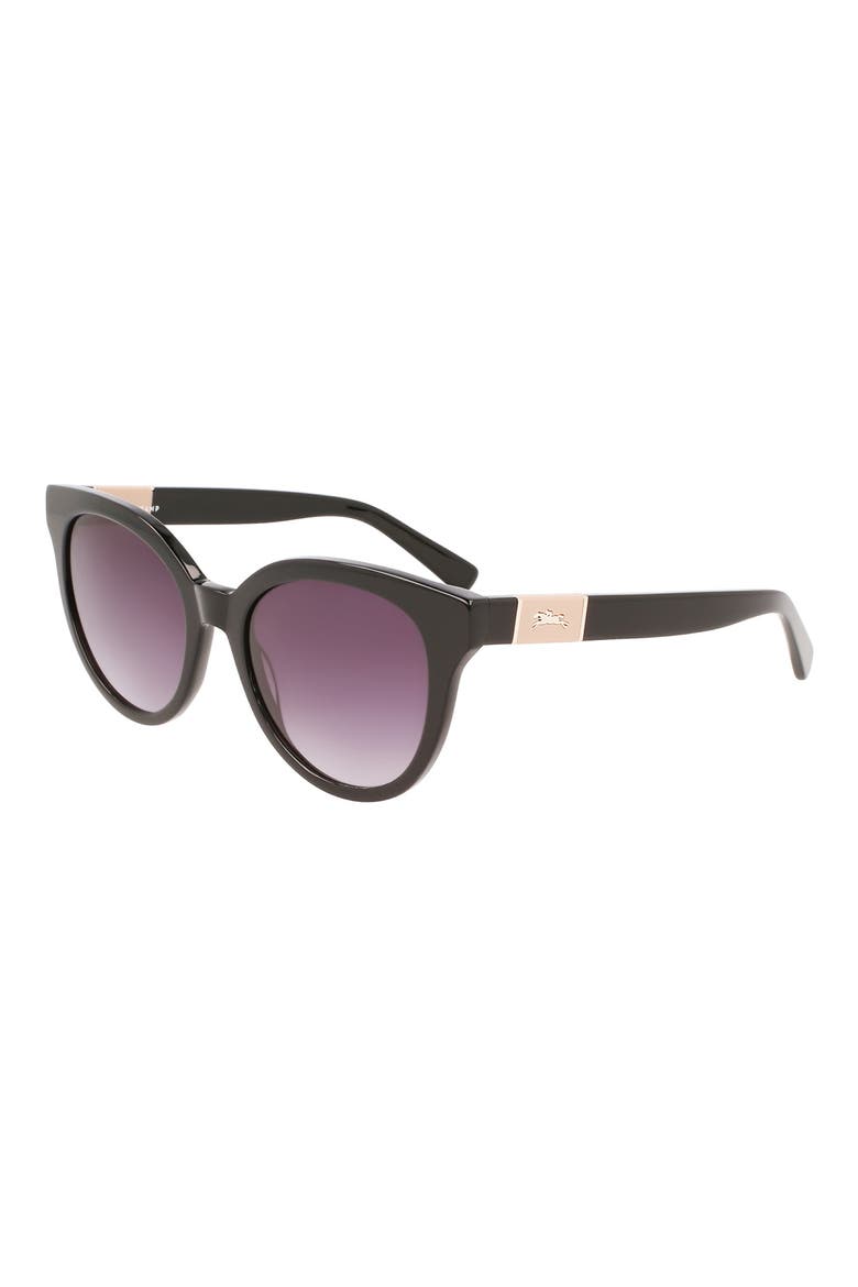 Le Pliage 53mm Gradient Round Sunglasses, Alternate, color, BLACK
