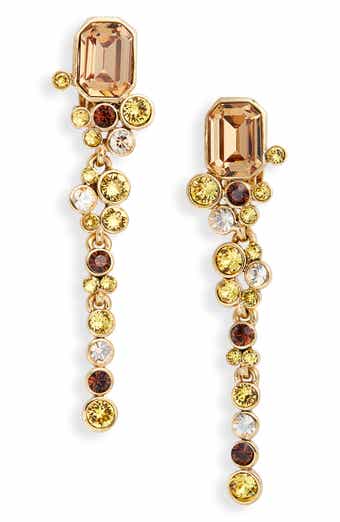 Oscar de la Renta Bezel Set Crystal Clip-On Drop Earrings