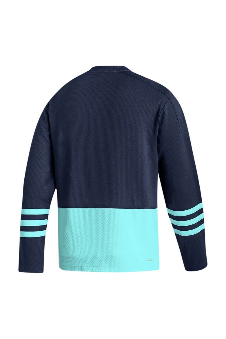Men's adidas Deep Sea Blue Seattle Kraken Logo AEROREADY Pullover Sweater, Alternate, color, Navy