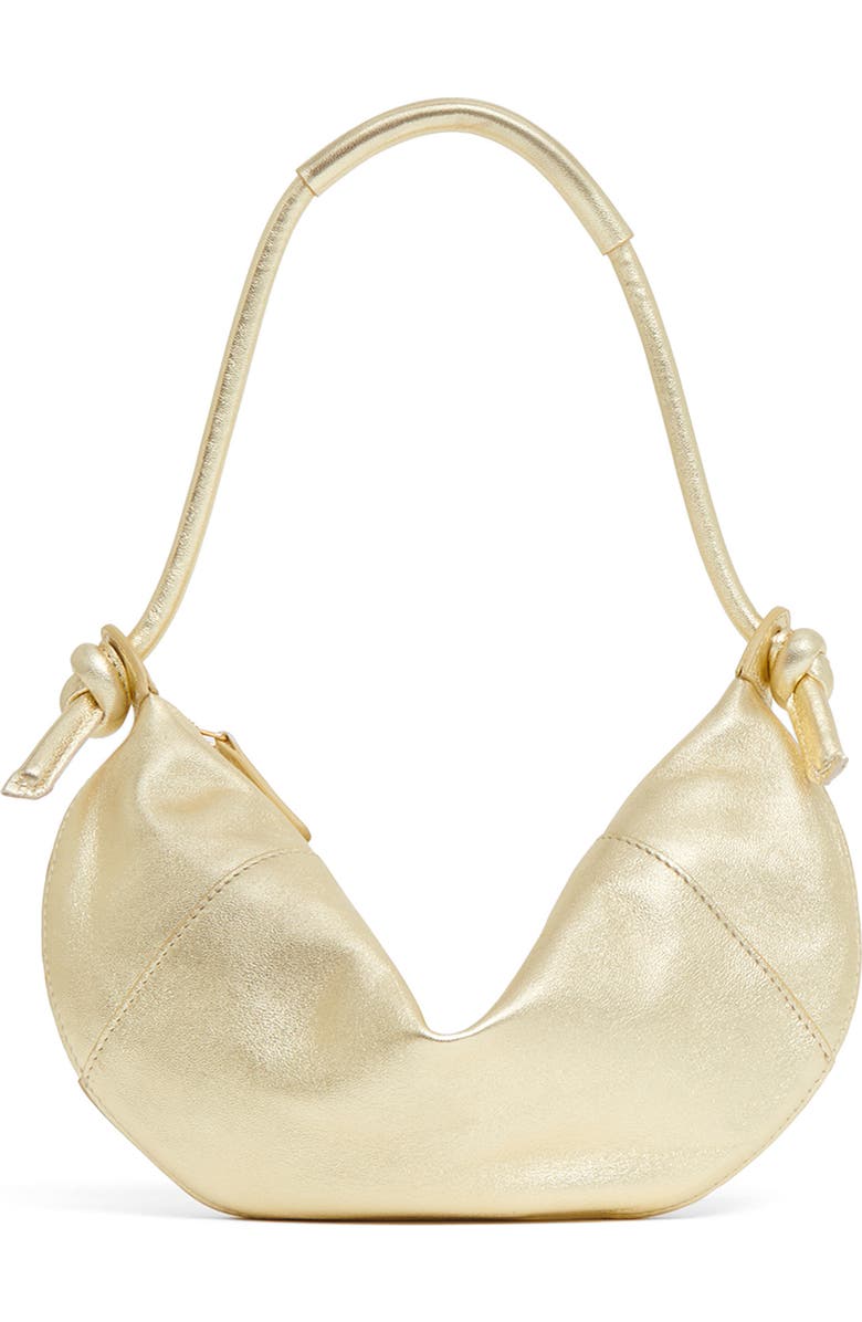 Mansur Gavriel Mini Fortuna Metallic Leather Hobo Bag, Main, color, Gold