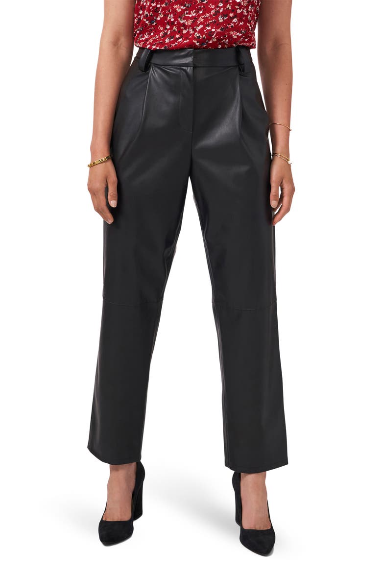 Straight Leg Faux Leather Pants, Main, color, RICH BLACK