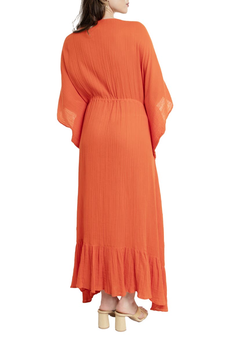 Colorful Crochet V-Neck Cover-Up Kaftan, Alternate, color, ORANGE