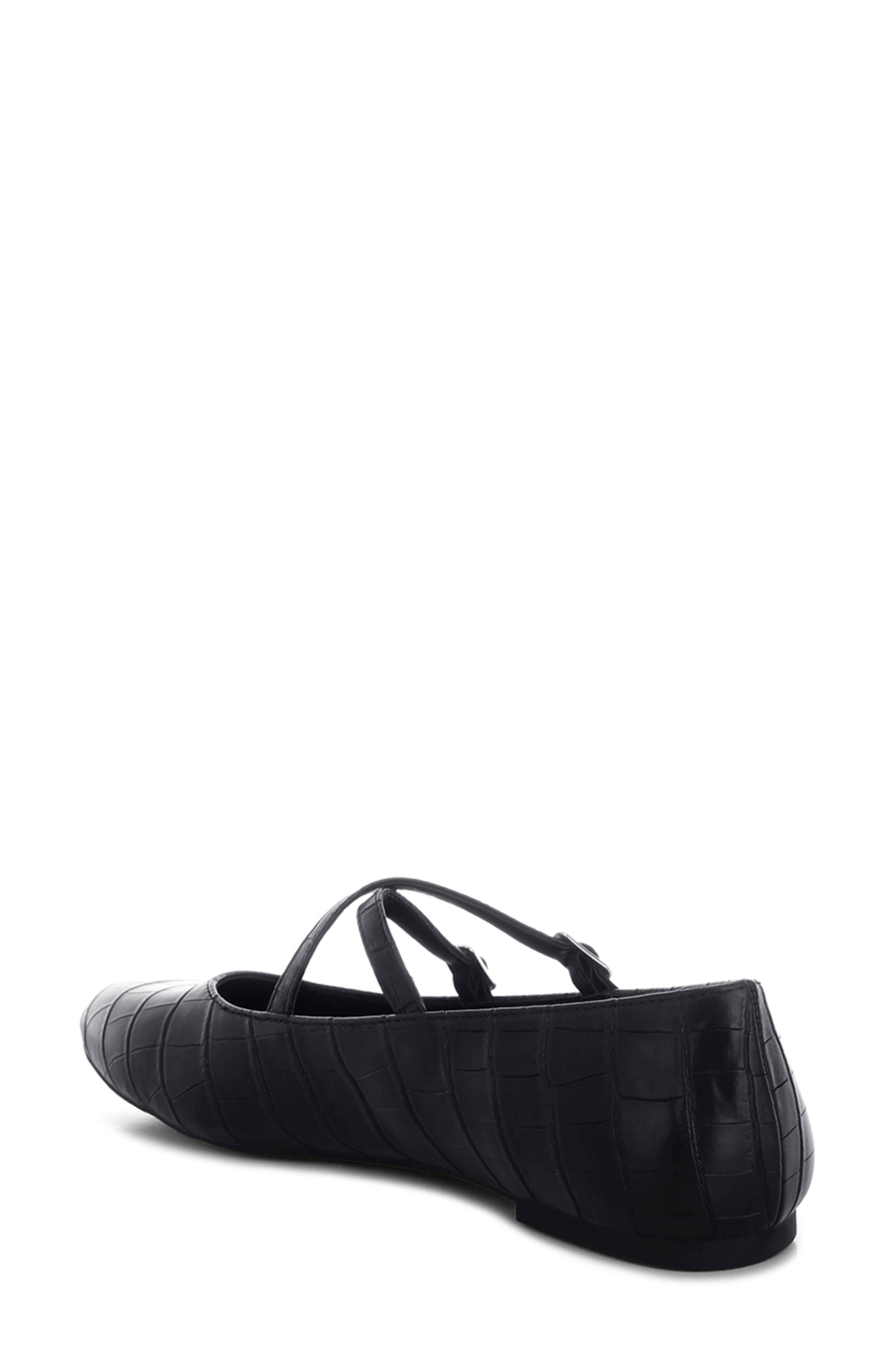 Chirola Croc Embossed Mary Jane Flat, Alternate, color, BLACK