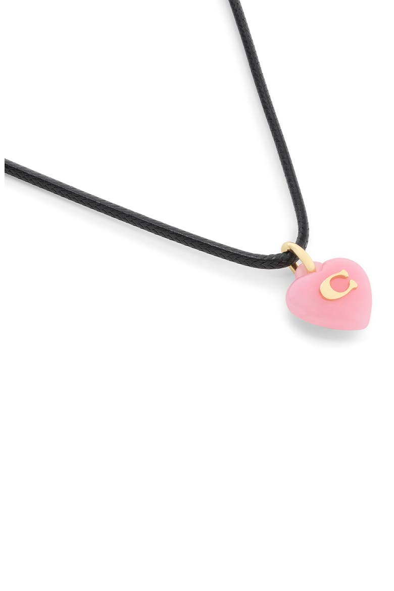 Resin Heart Cord Short Pendant Necklace, Alternate, color, PINK/ GOLD