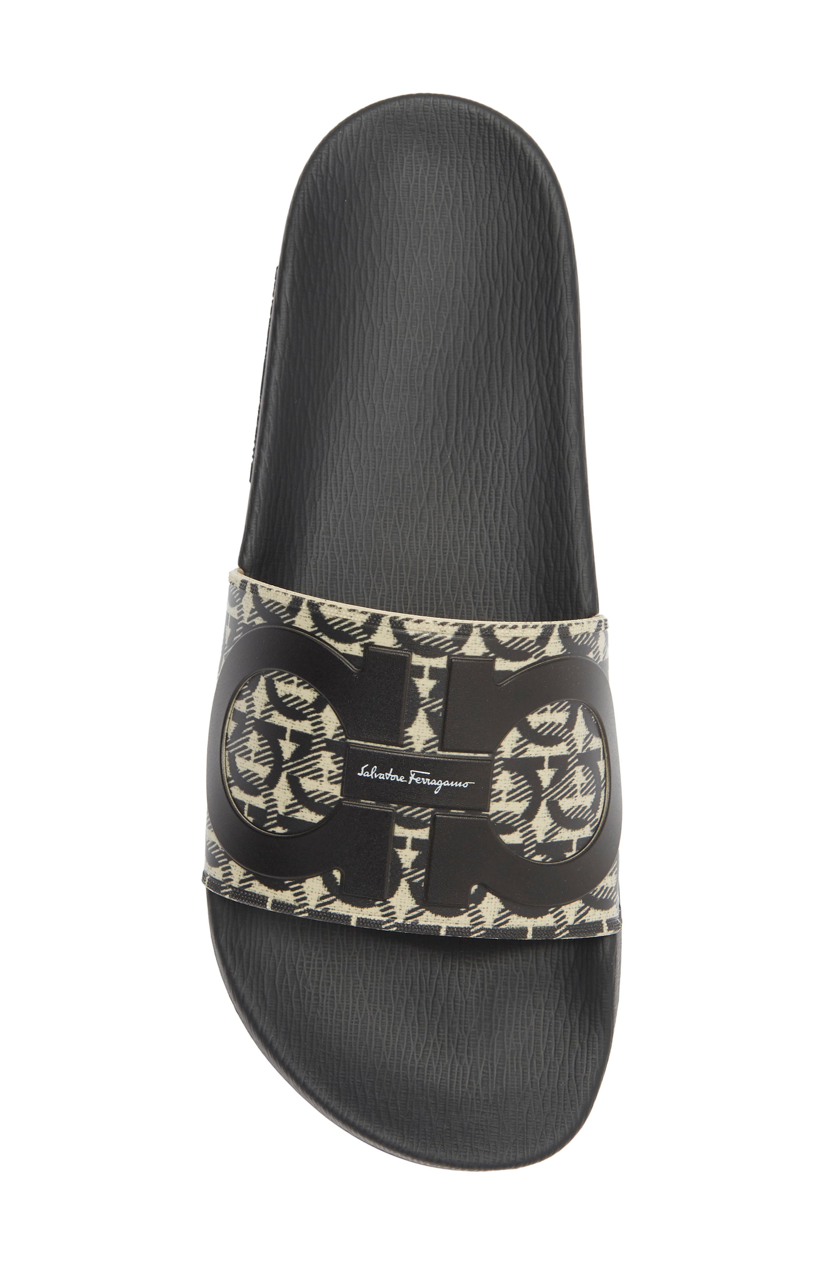 Salvatore Ferragamo Groove 6 Slide Sandal, Alternate, color, BEIGE/ NERO