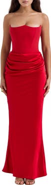 HOUSE OF CB Persephone Strapless Satin Corset Cocktail Dress