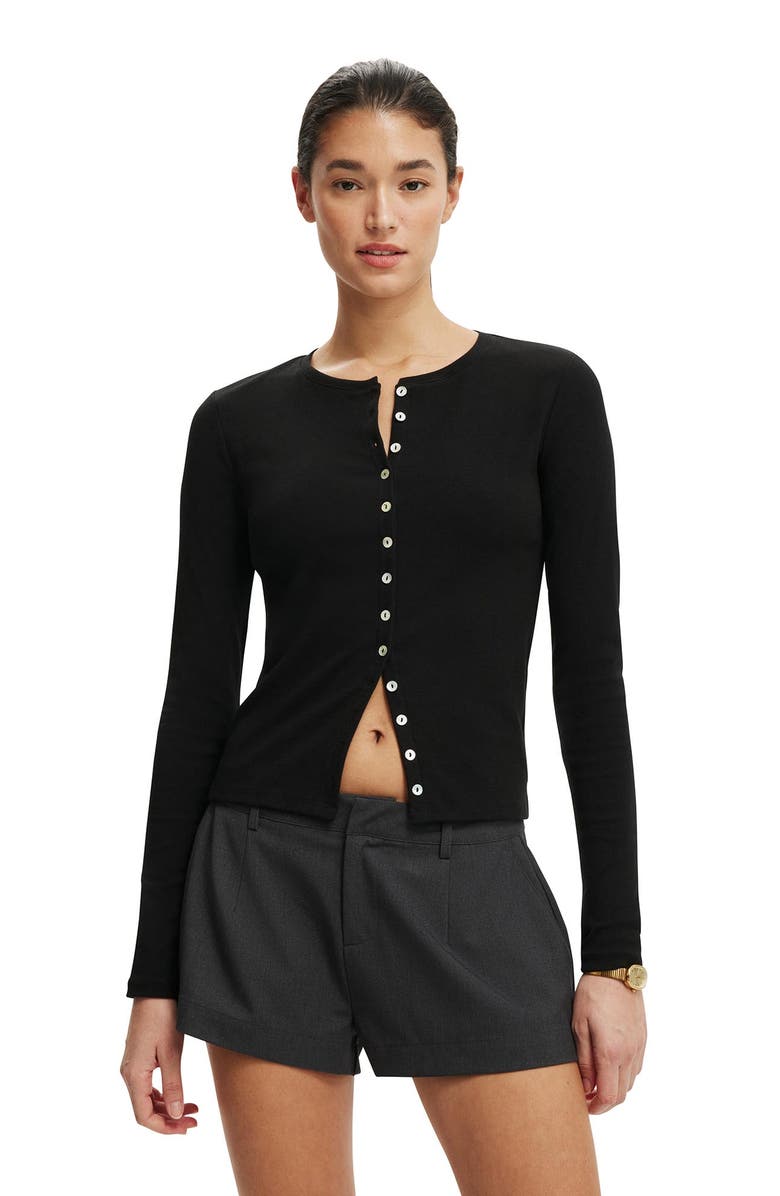 Cotton On Women's Bailey Button Detail Cardi, Main, color, Black