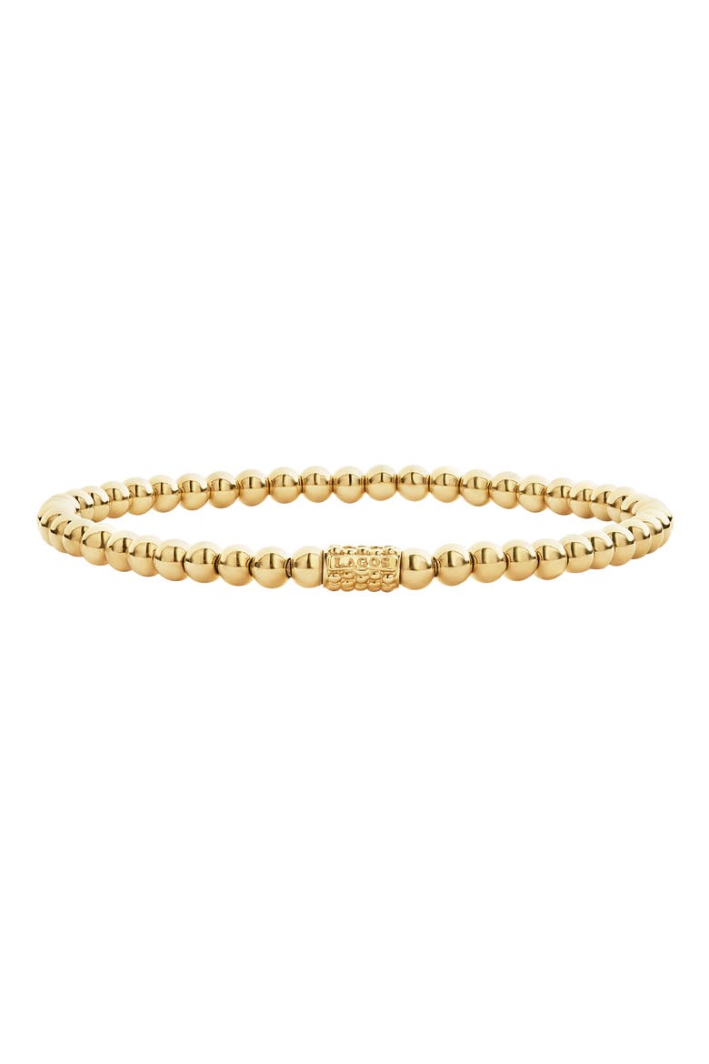 Caviar Gold Ball Stretch Bracelet, Main, color, GOLD