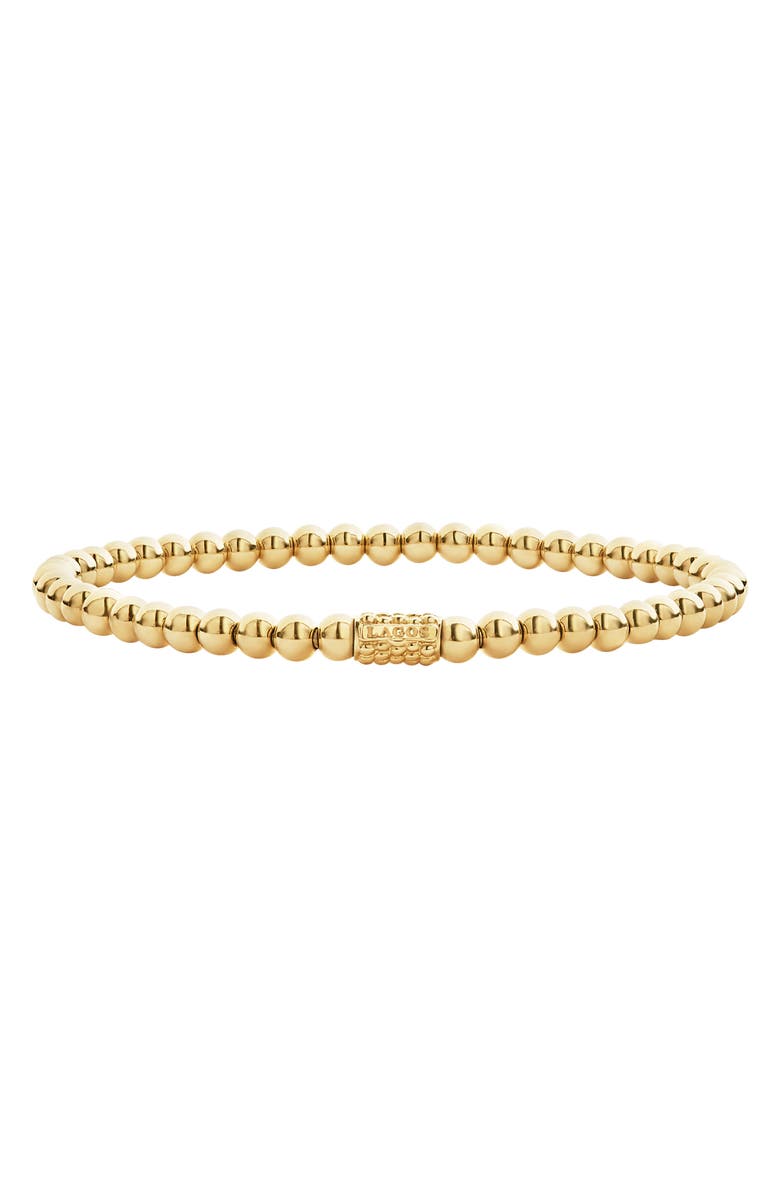 LAGOS Signature Caviar Beaded Stretch Bracelet, Main, color, Gold