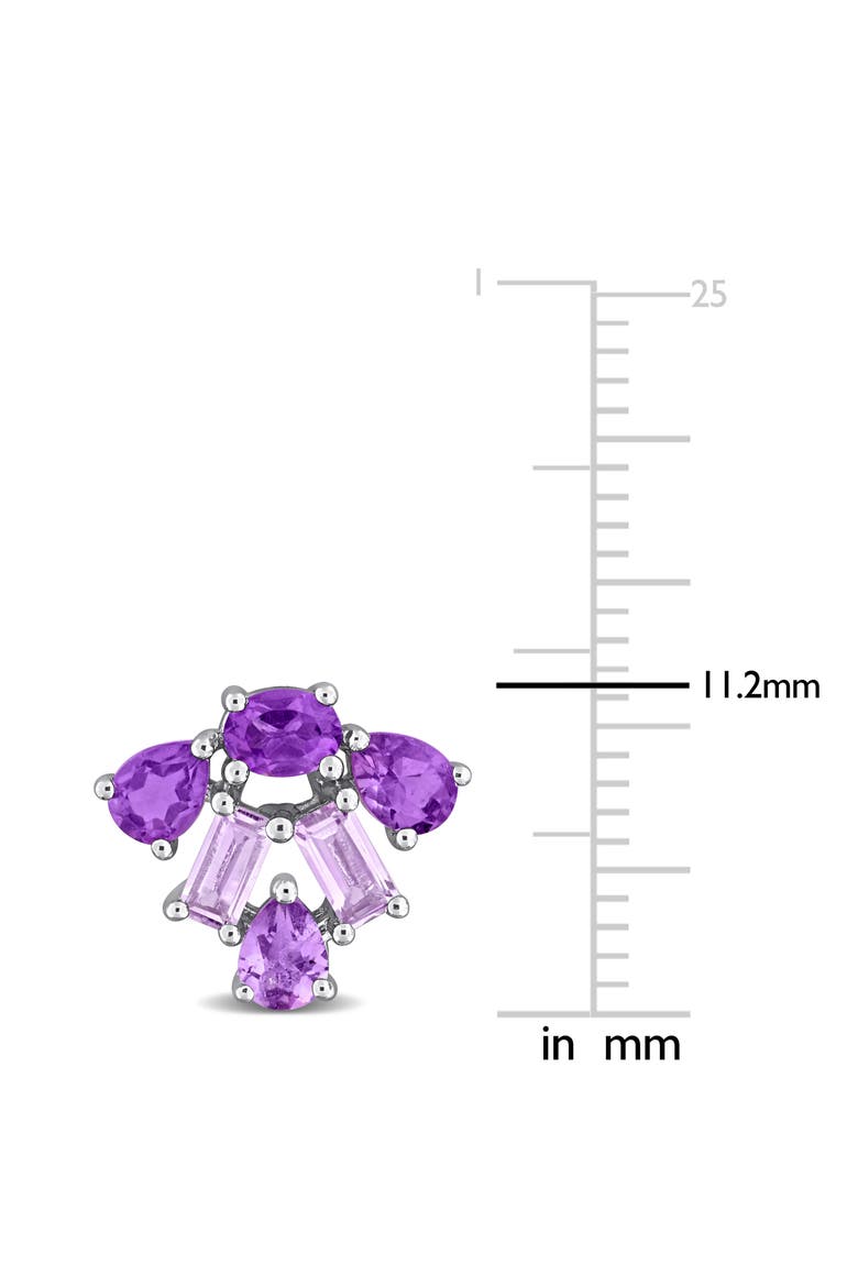Amethyst Cluster Stud Earrings Sterling Silver, Alternate, color, Amethyst