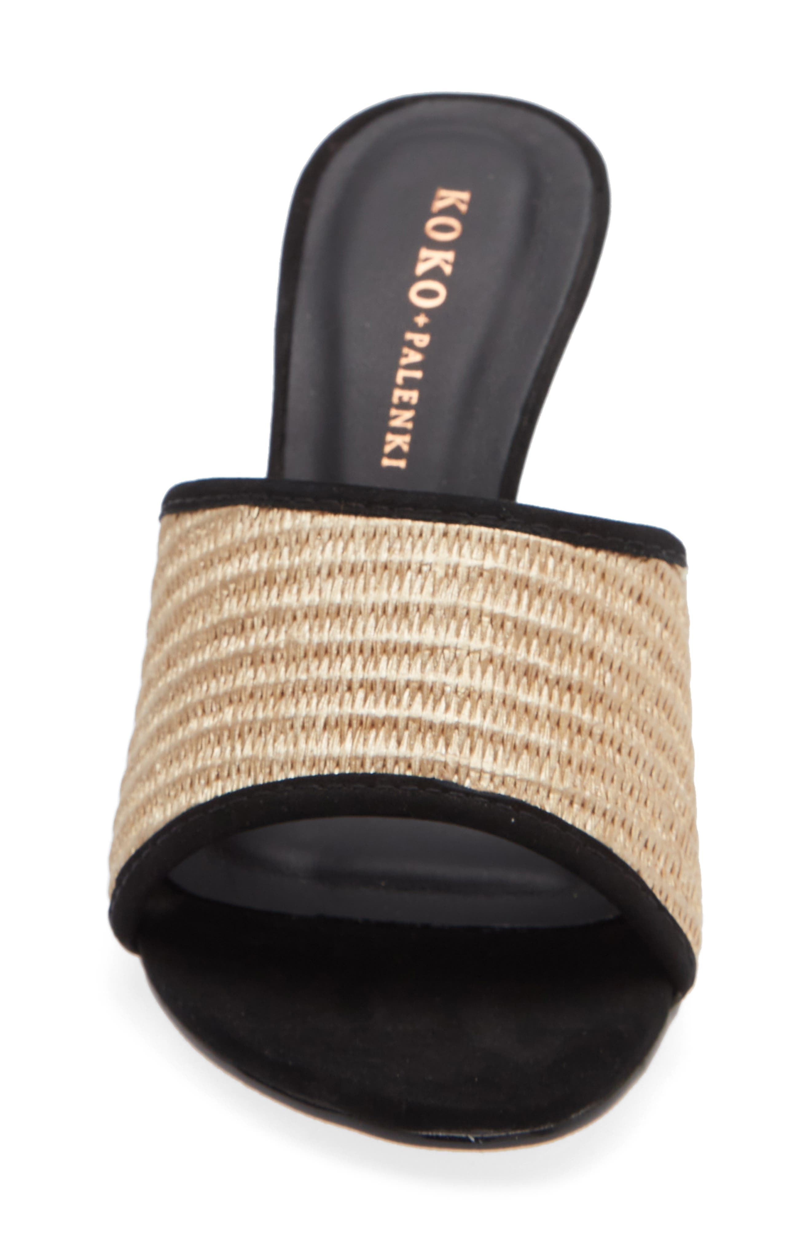 KOKO + PALENKI Thea Slide Sandal, Alternate, color, Black Nubuck-Raffia