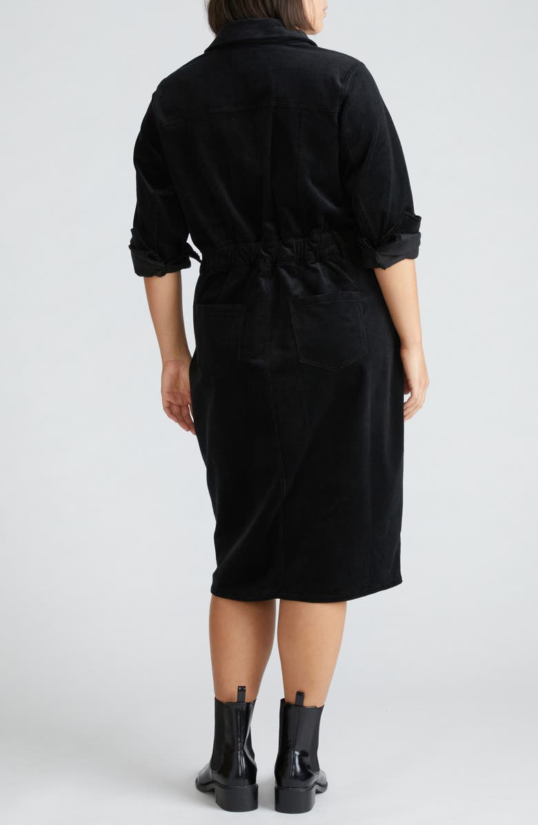 Universal Standard Dakota Long Sleeve Stretch Corduroy Shirtdress, Alternate, color, Black