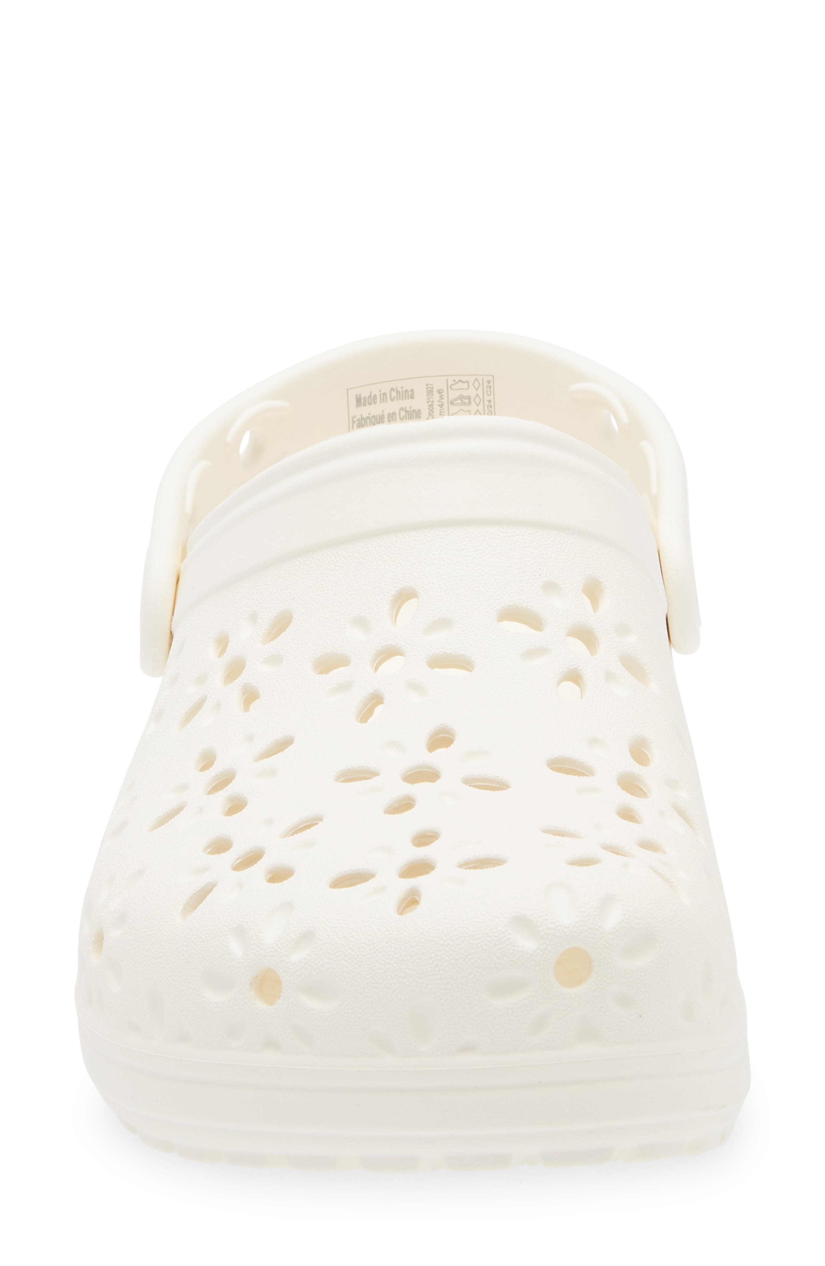 CROCS Classic Floral Cutout Clog, Alternate, color, Chalk