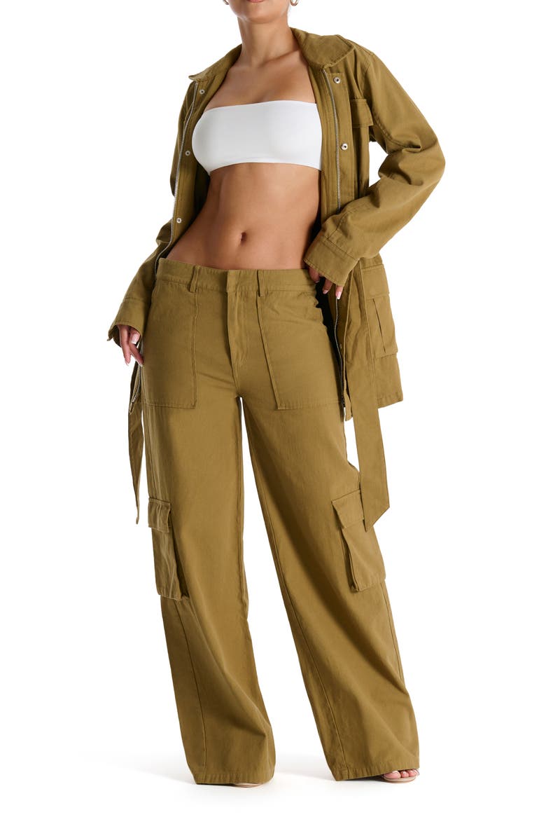 Naked Wardrobe Cotton Canvas Belted Cargo Jacket, Alternate, color, 