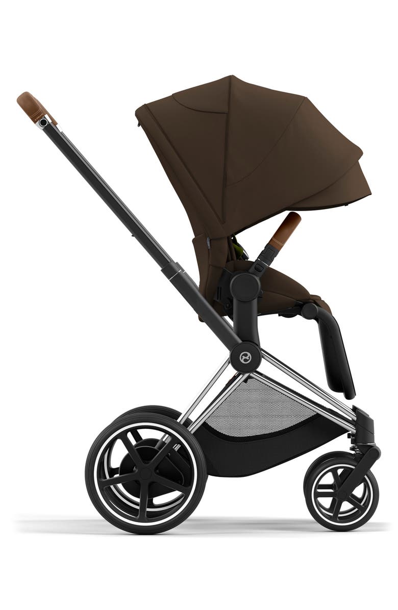 CYBEX e-PRIAM 2 Electronic Smart Stroller with Chrome/Brown Frame, Alternate, color, Khaki Green