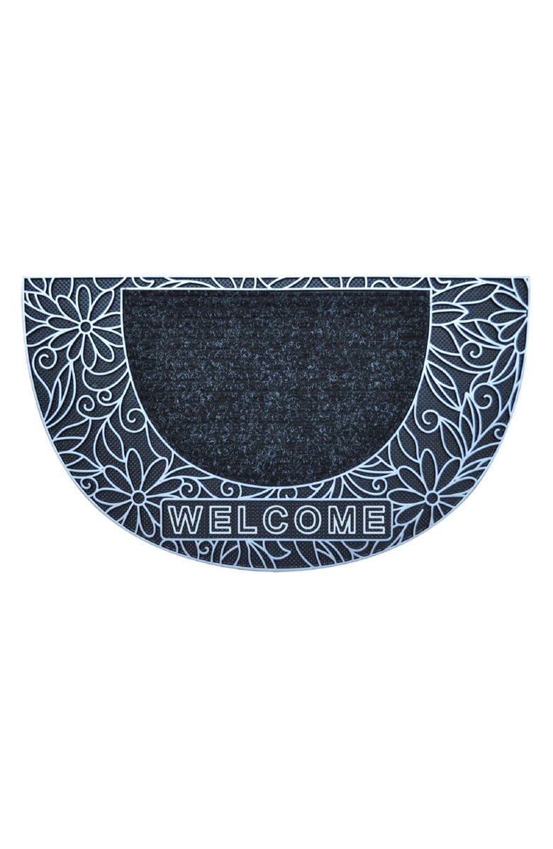 J AND V TEXTILES Welcome Outdoor Mat, Main, color, Half Moon Silver