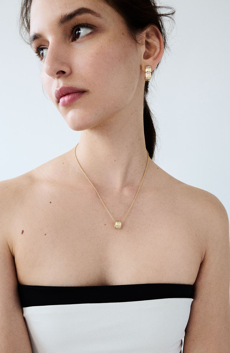 Pamela Zamore Veda Squared Diamond Hoop Earrings, Alternate, color, Yellow Gold