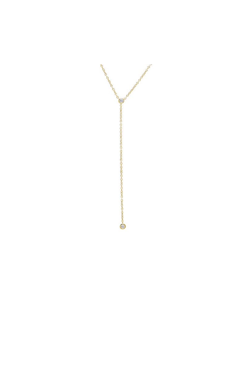 BY ADINA EDEN CZ Double Bezel Drop Chain Lariat Necklace, Main, color, Gold