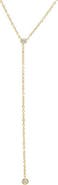 BY ADINA EDEN CZ Double Bezel Drop Chain Lariat Necklace