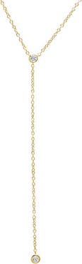 BY ADINA EDEN CZ Double Bezel Drop Chain Lariat Necklace