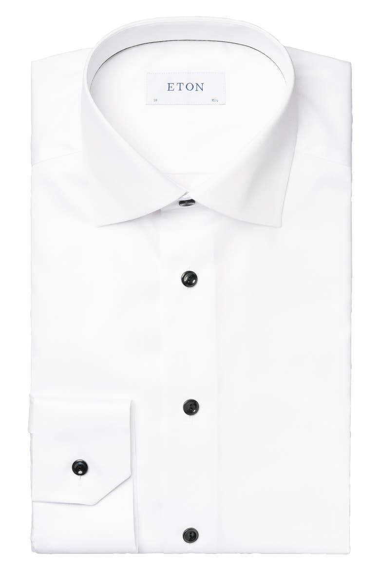 Contemporary Fit White Cotton Twill Dress Shirt, Alternate, color, WHITE
