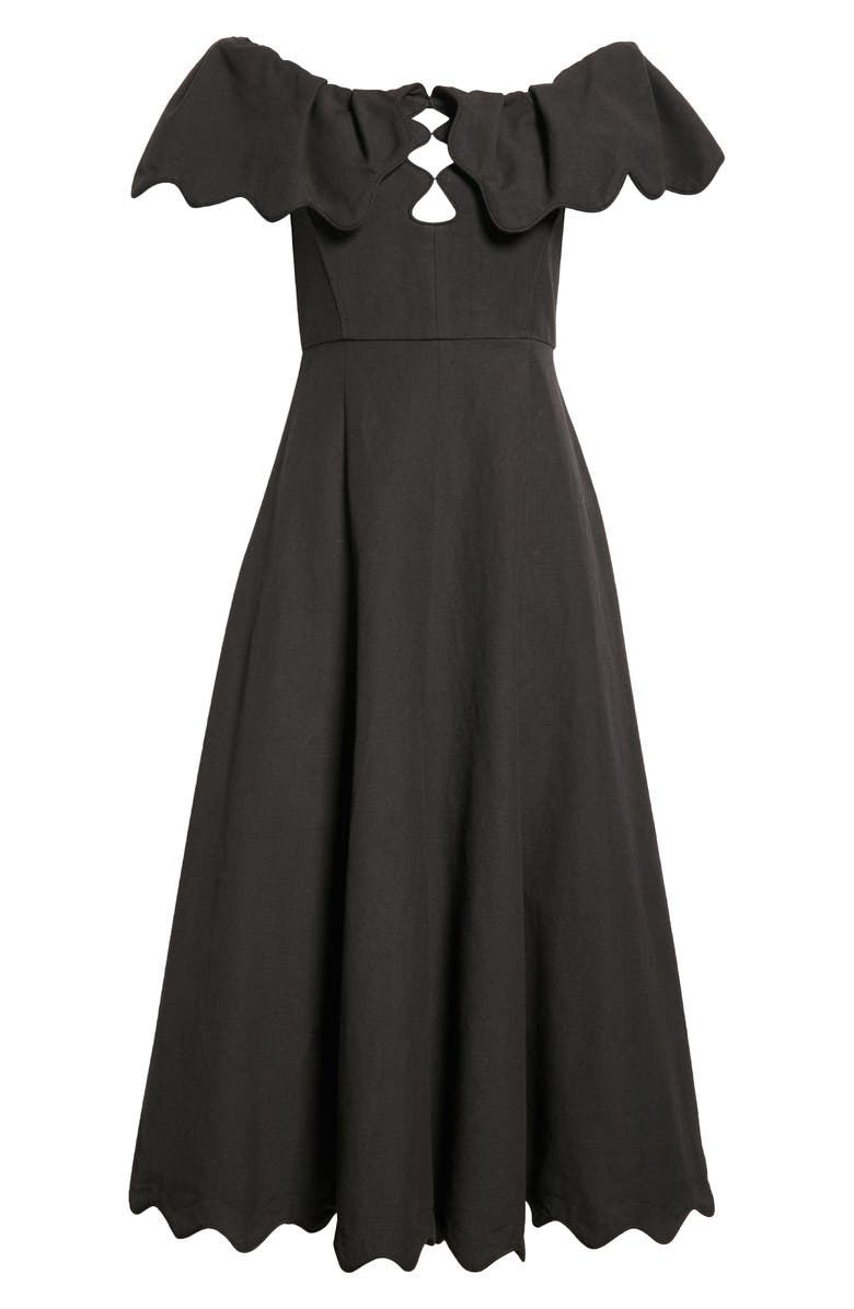 Sea Leona Off the Shoulder Scallop Dress, Alternate, color,