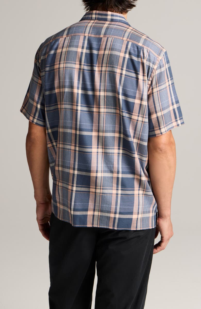 Vince Prine Plaid Short Sleeve Button Front Shirt, Alternate, color, Prussian Blue Combo
