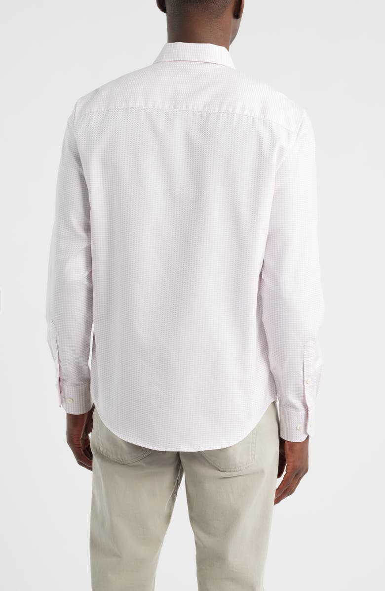 Bugatchi Alvin Shaped Fit Mini Check Button-Up Shirt, Alternate, color, Dusty Pink