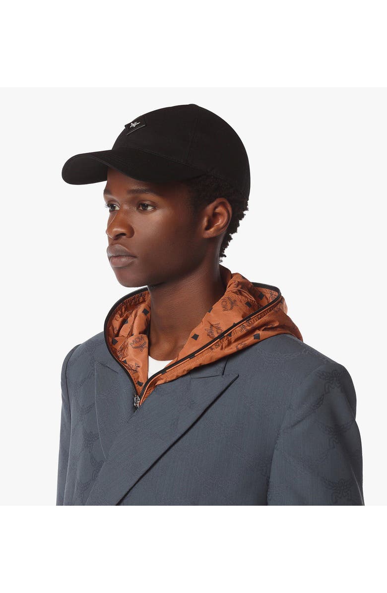 MCM Essential Diamond Cap in Cotton Twill, Alternate, color, Black