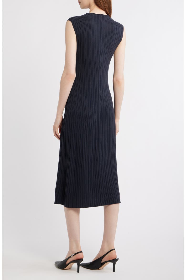 Regal Mock Neck Sleeveless Merino Wool Rib Dress, Alternate, color, NOCTURNE NAVY