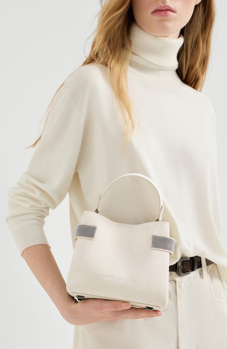 Brunello Cucinelli Small Top-Handle Essence bag, Alternate, color, Ivory