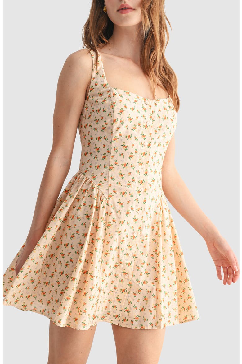 Button Detail Fit & Flare Minidress, Alternate, color, CREAM ORANGE