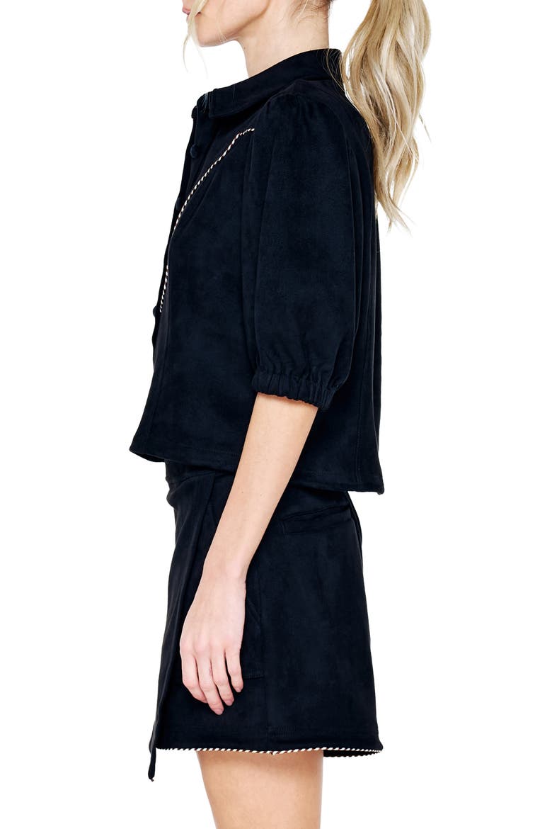 Vynessa Faux Suede Top, Alternate, color, BLACK