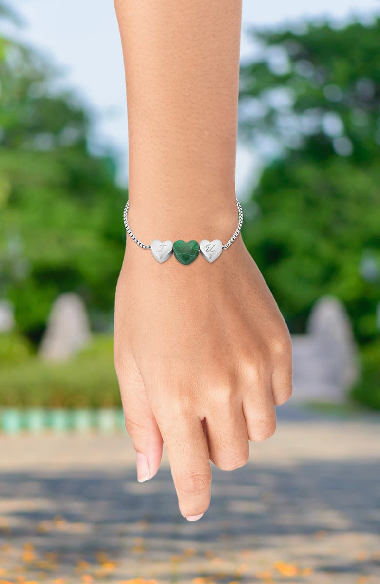 LuvMyJewelry Sterling Silver Aventurine Heart Slider Bracelet, Alternate, color, Silver