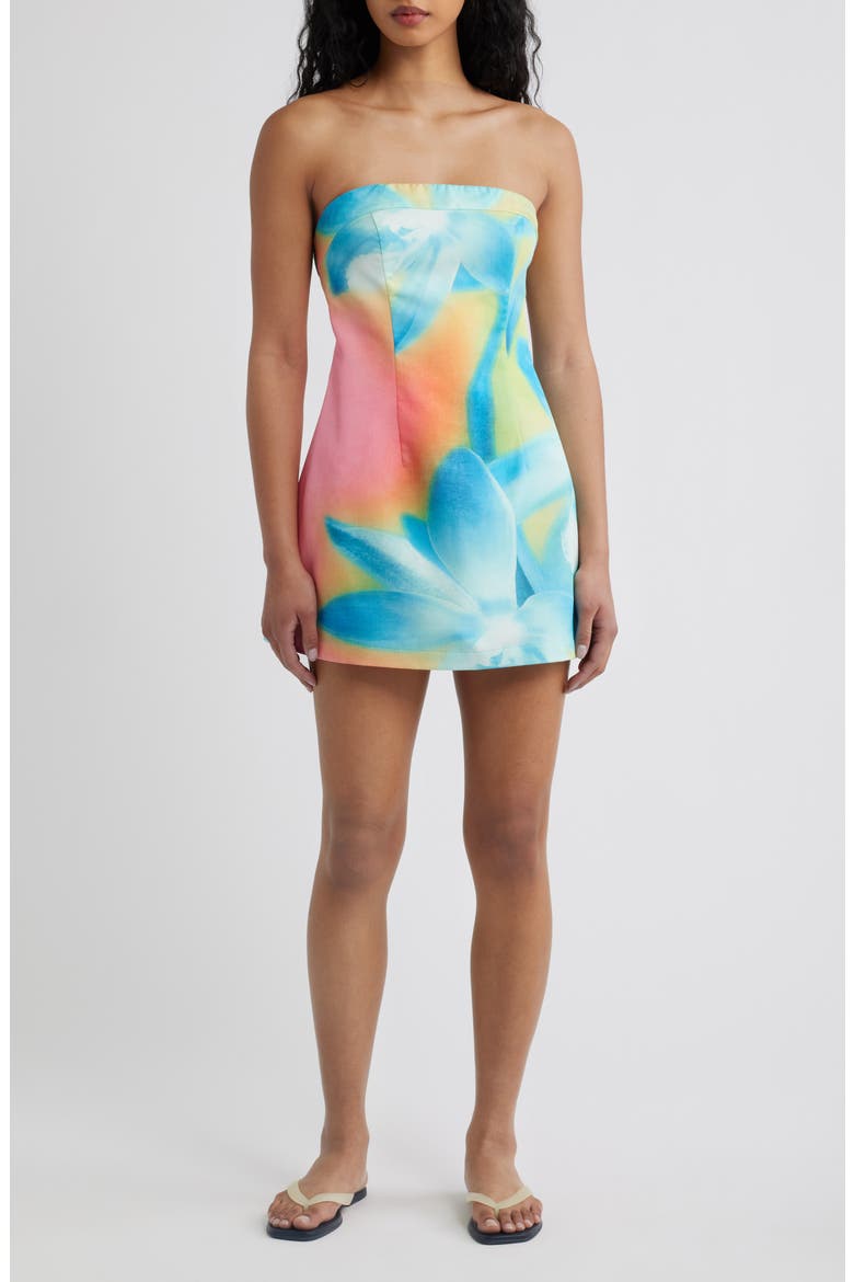 Strapless Floral Minidress, Main, color, AFTERGLOW